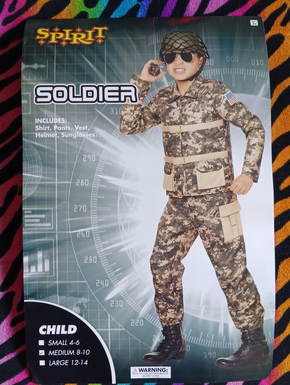 🖤 Spirit Halloween Camo Costume Child Medium 8-10 Kids Patriotic USA Camoflauge